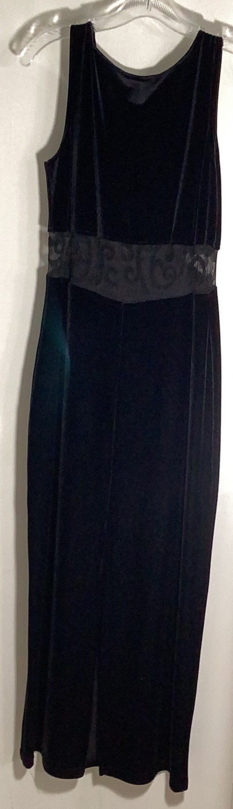 Vintage Entrancy Womens Sleeveless Maxi Dress Medium Black Velvety Lace 90s