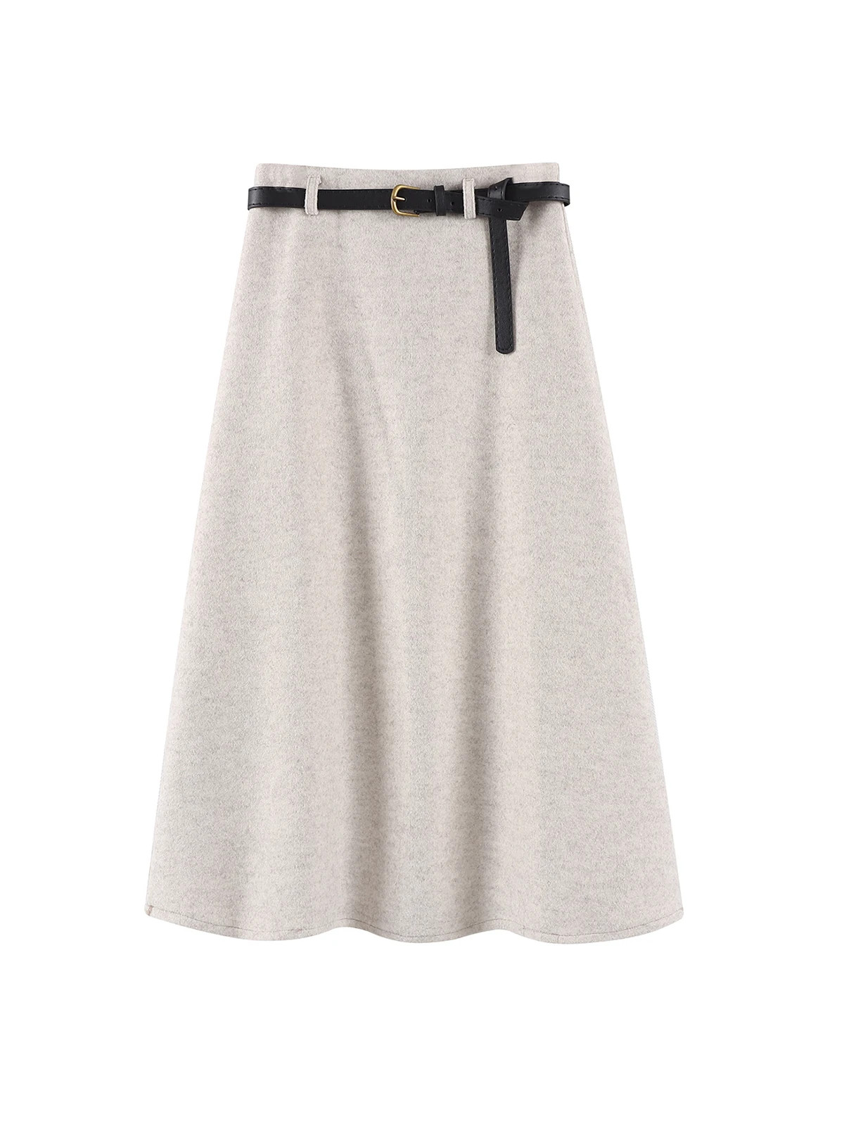 seoulish vintage Thicken woolen skirts for women 2024 autumn winter new solid co