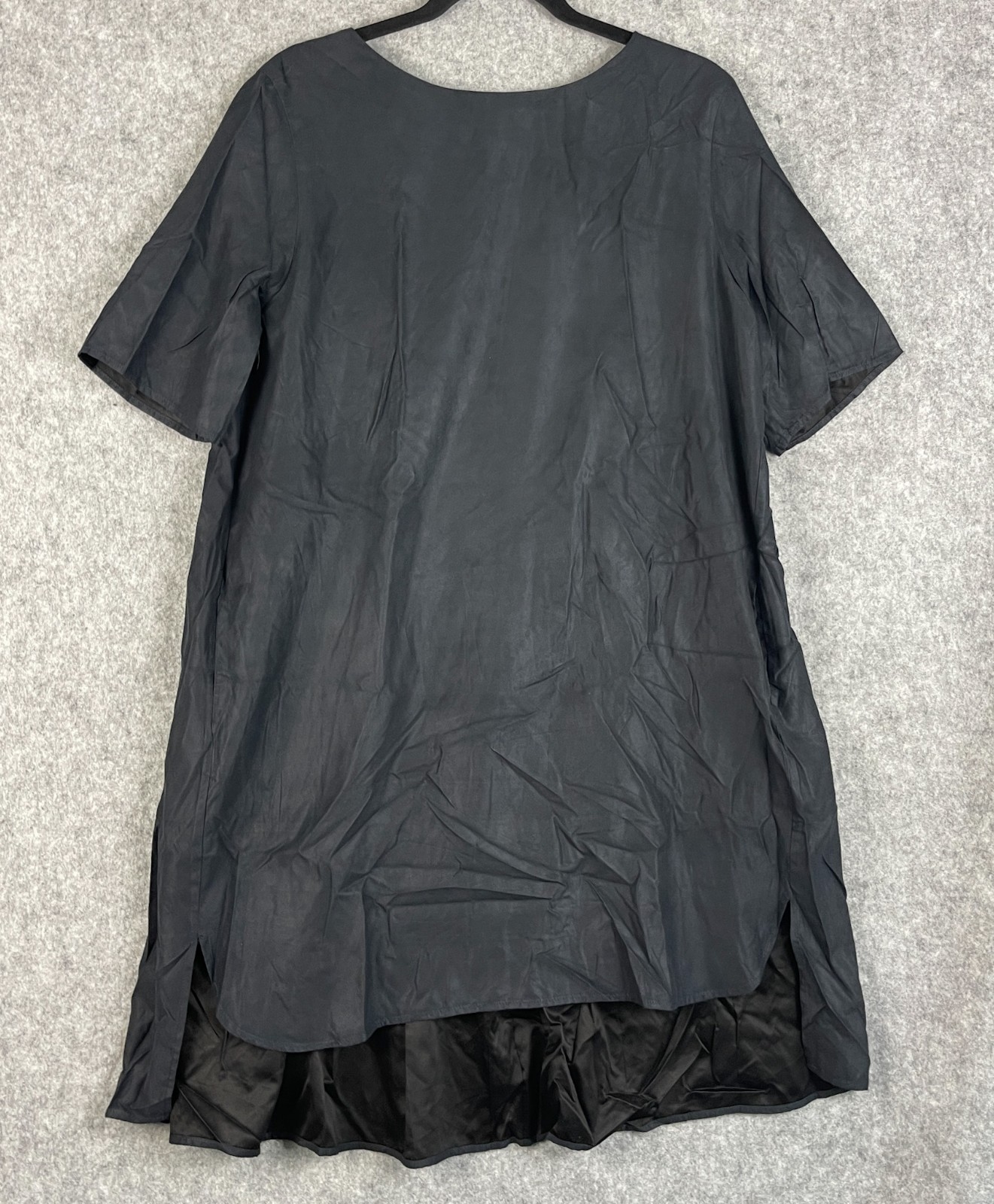 Billy Reid Dress Women Large Black Silk Lining Minimalist Lagenlook Quiet Luxury