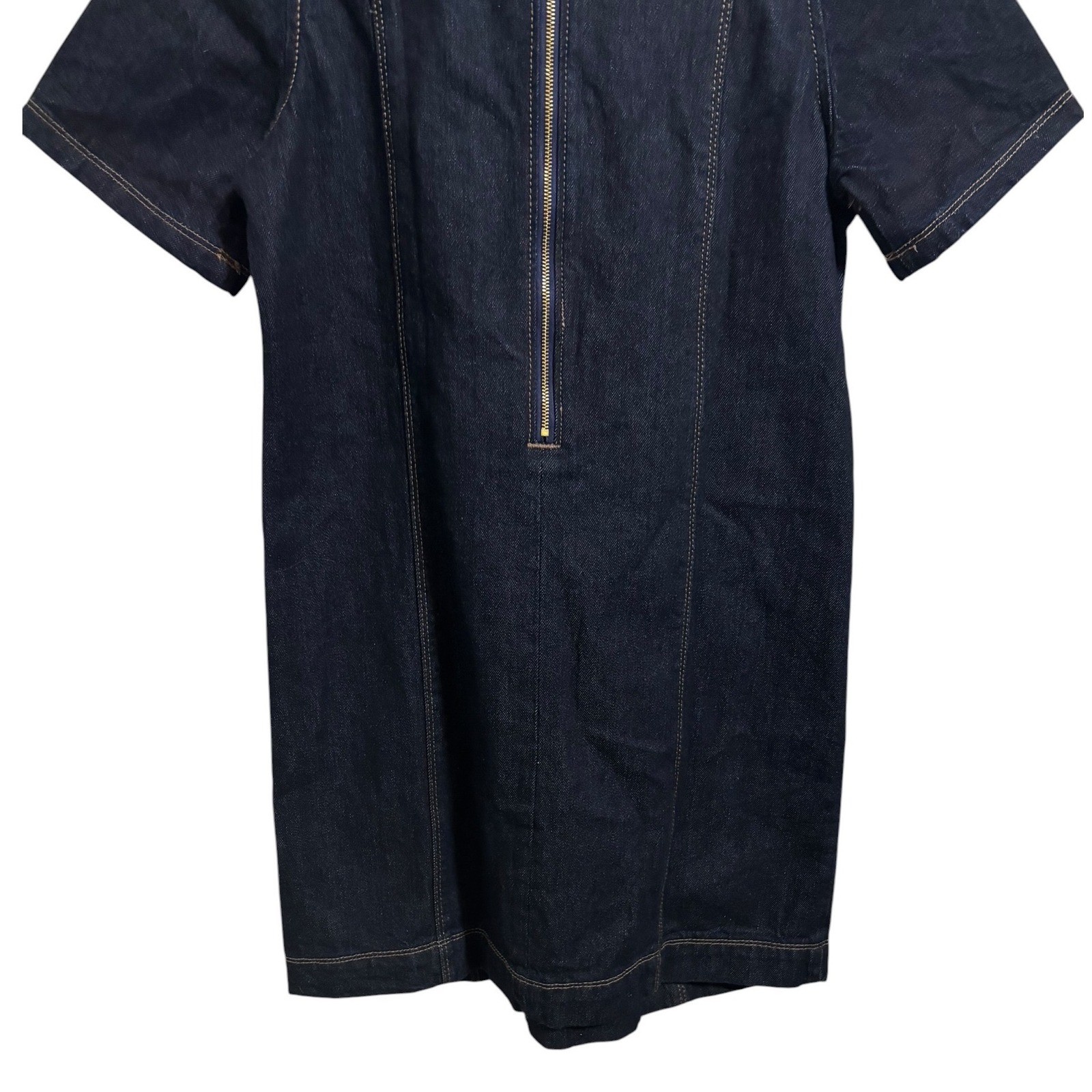 Old Navy Womens Dark Wash Denim Short Sleeve Mini Shift Dress Blue Preppy XS