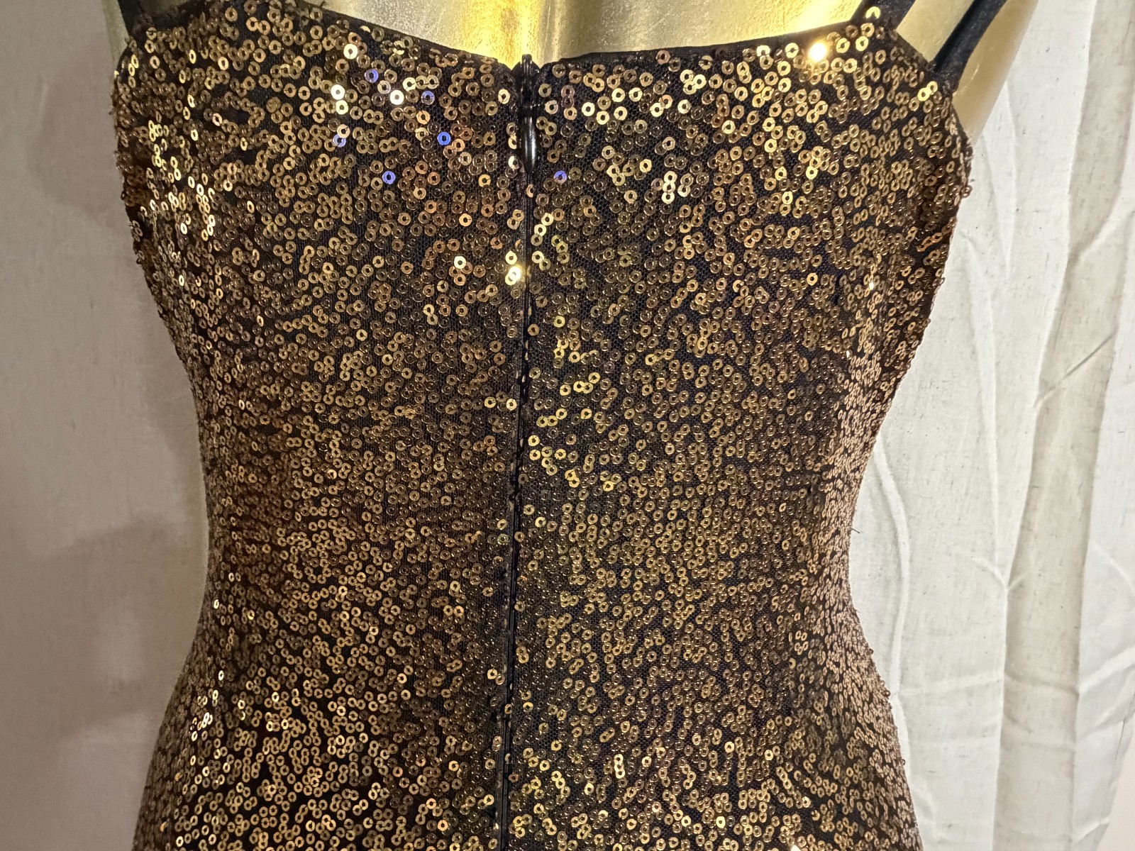 Grace Karin Gold Sequin Cocktail Party Dress Womens M Ruched Bodycon Glam
