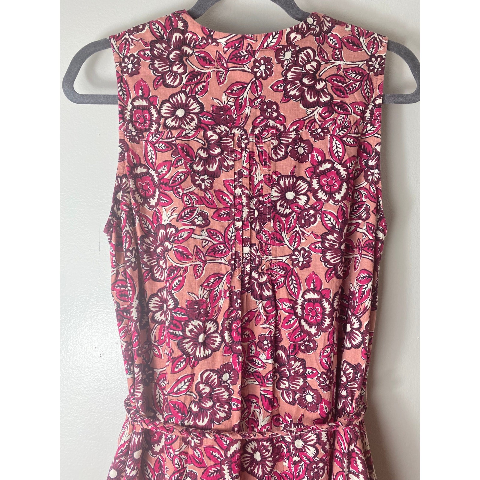 FAHERTY DRESS M ISHA LINEN FLORAL MIDI PINK COTTAGECORE MILKMAID FALL BOHO