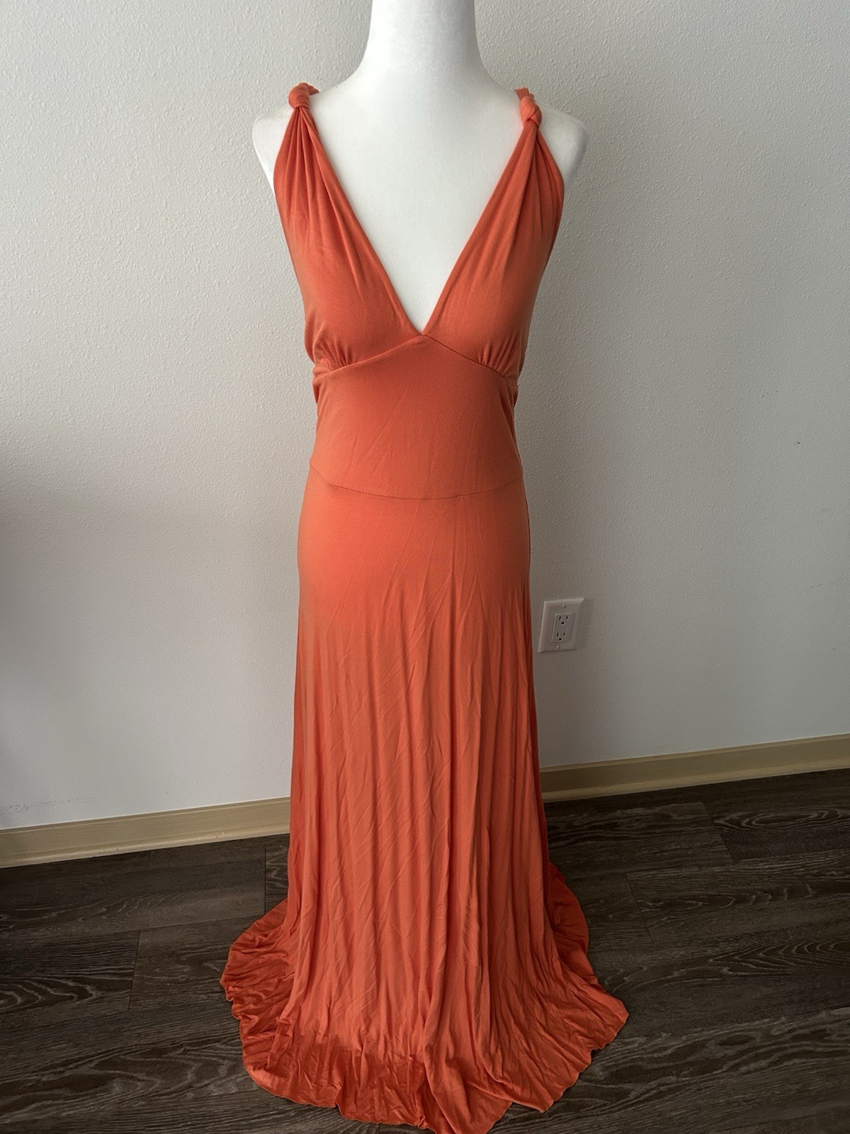 Vintage Spiegel Orange Drop Waist Maxi Gown Y2K Vacation Feminine Romantic Fairy