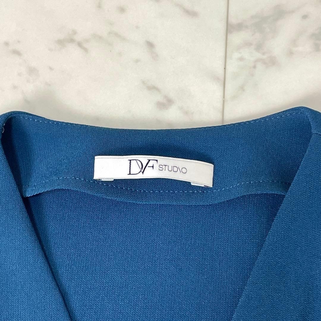 Diane von Furstenberg DVF Blue Collared Wrap Dress Size 2 Made in Japan