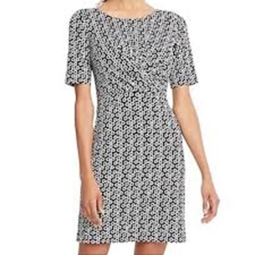 ANN TAYLOR BLACK LOOSE CHAIN GEOMETRIC CAREER CASUAL DRESS SIZE: SP NWT $100