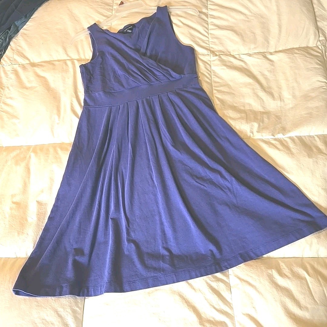 Lands End Women’s Dress Purple sm 6-8 Sleeveless Wrap Style Summer Jersey