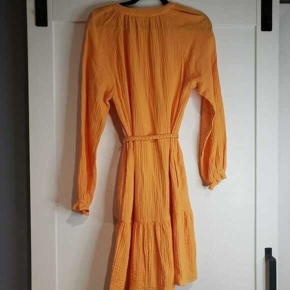 Magaschoni 100% Organic Cotton Gauze Button Front L/S Dress Sz S NWT