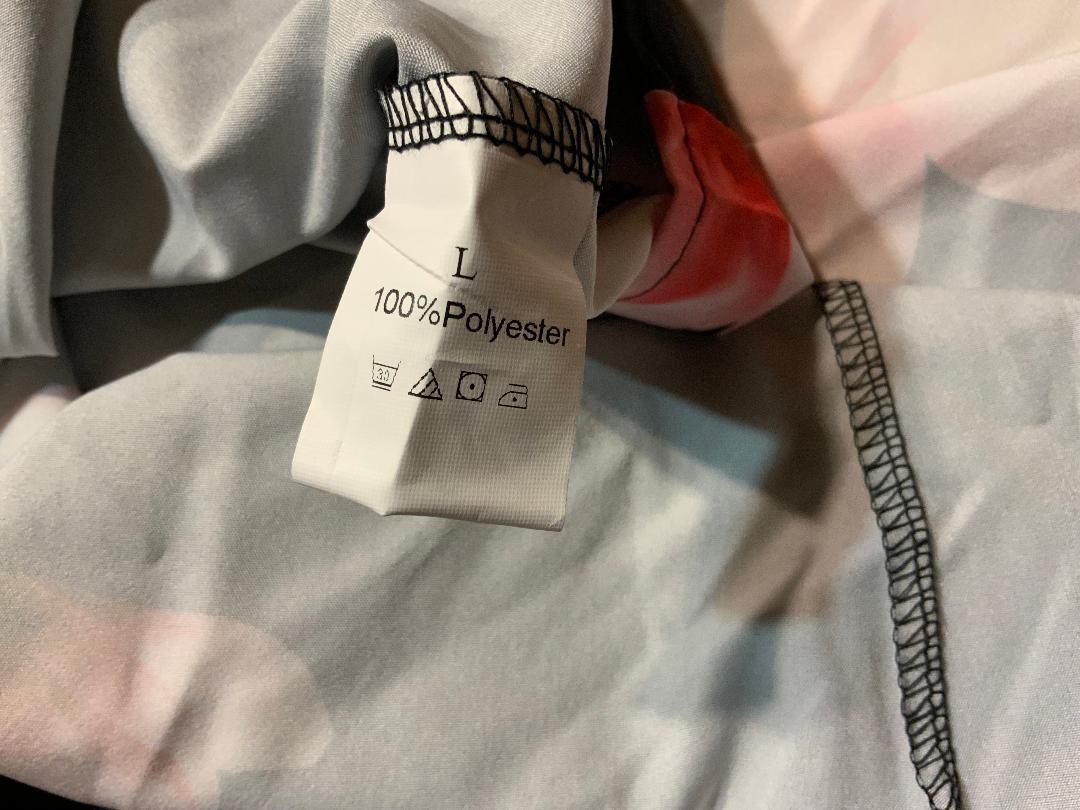 elastic top black pink/ white flowered short dress size large