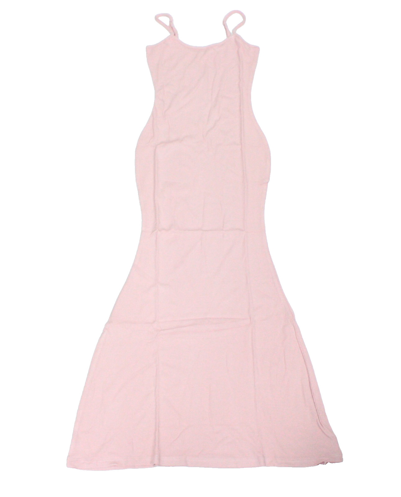 WeColor Pink Ribbed Adjustable Spaghetti Strap Midi Bodycon Dress Size Medium