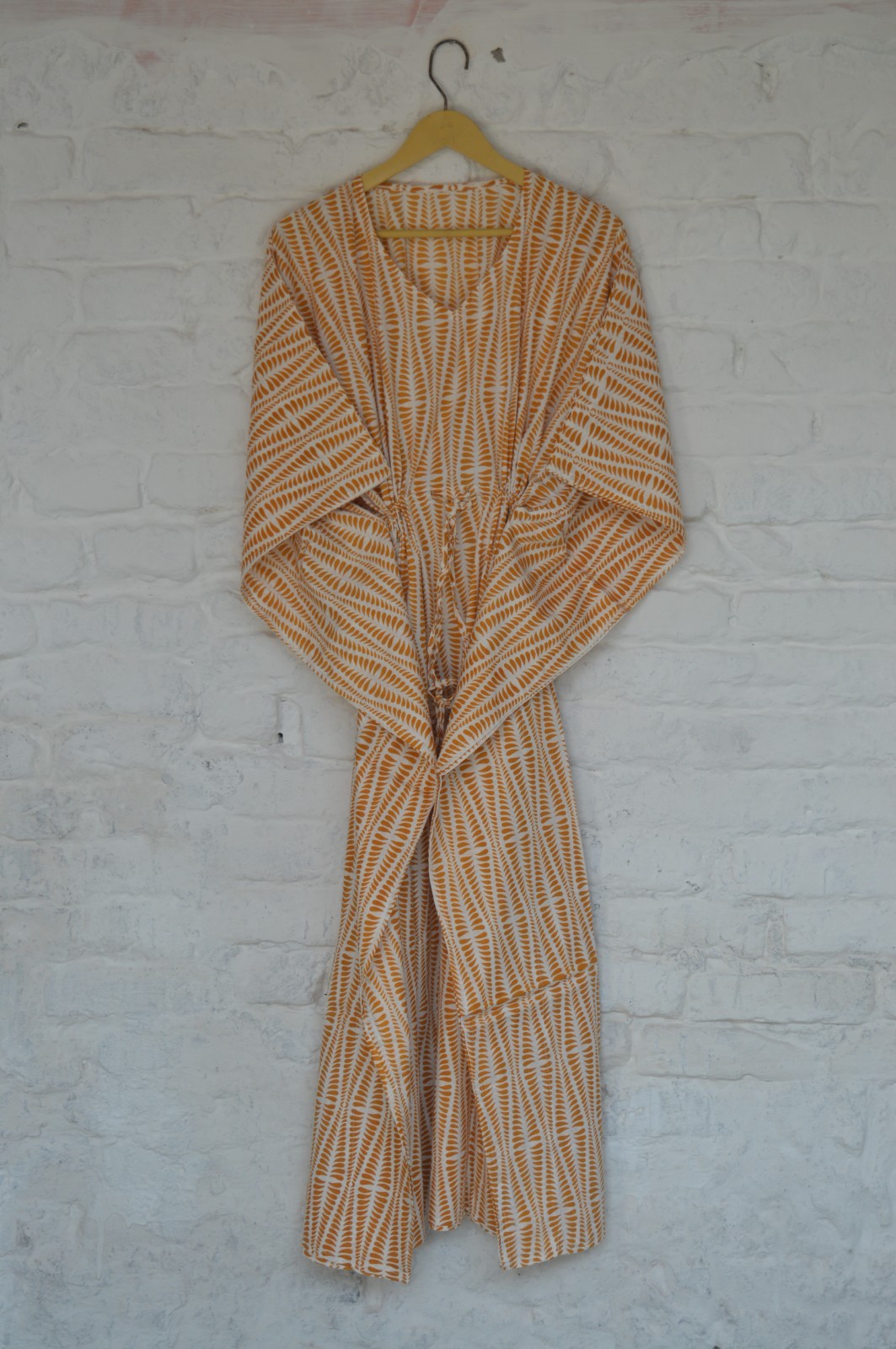 100%Cotton Hand Printed Long Kaftan 52 Inches Dress TARRIF FREE✅0% CHARGE KF-51