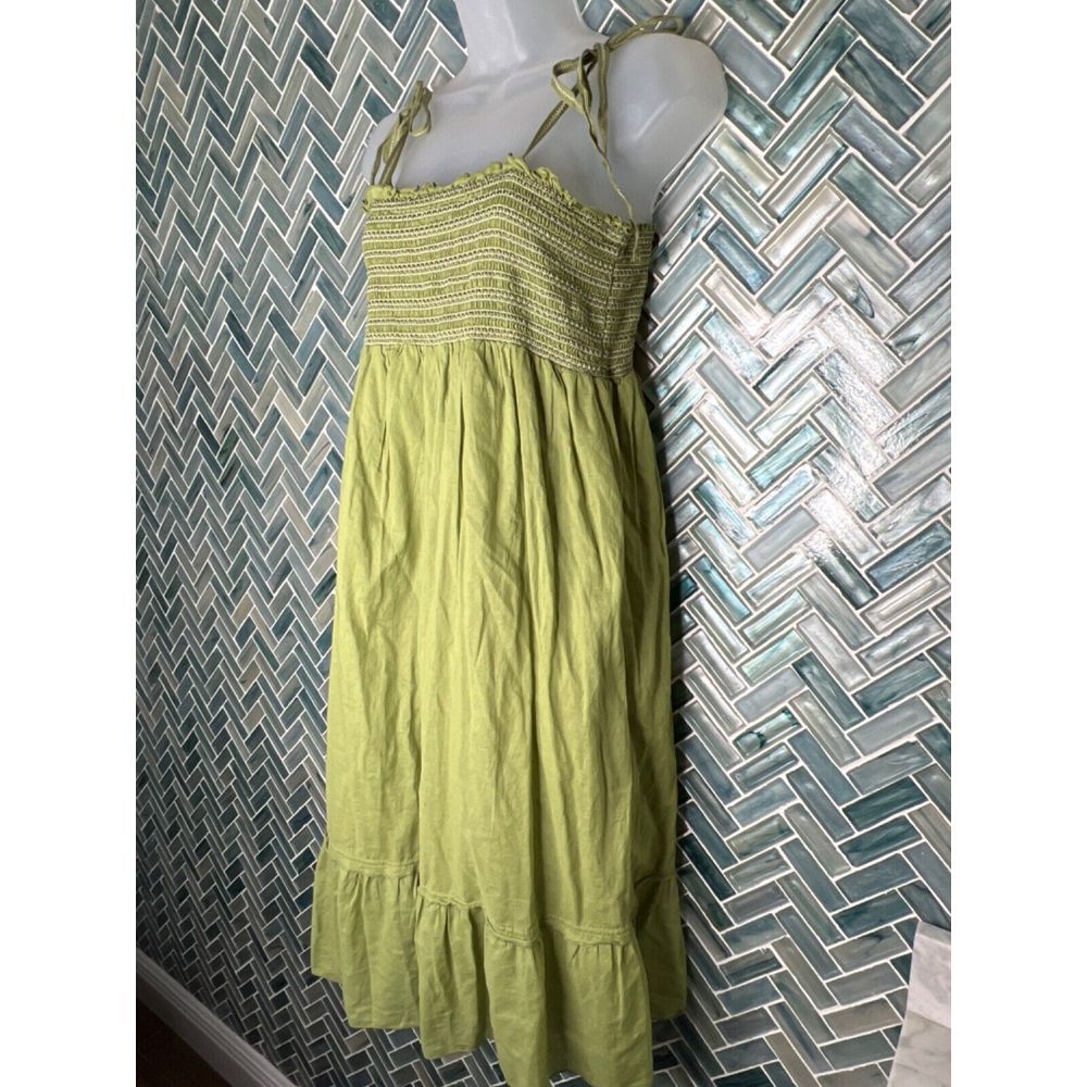 MOSSIMO GREEN SMOCKED TIE SHOULDER STRAPS FLOWY AIRY BOHO RUFFLE SUNDRESS MEDIUM