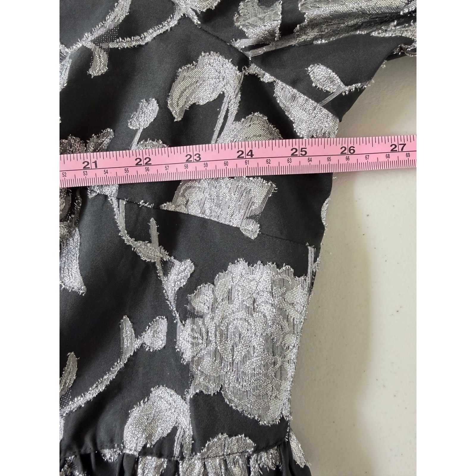 NWOT Eloquii Elements Neck Mini Dress Black Silver Floral Brocade Plus 20 2X