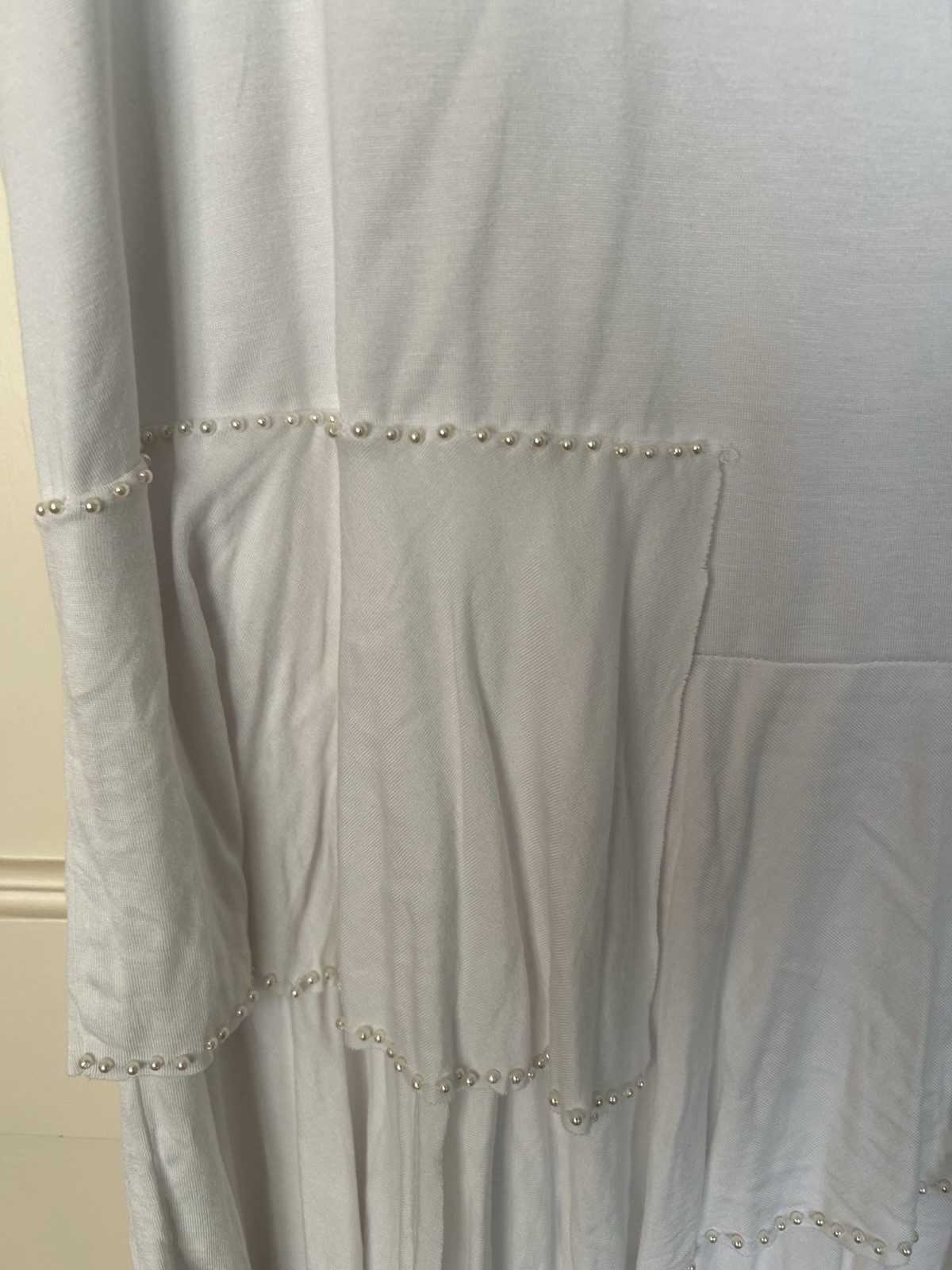Ashro Beaded Tiered Maxi Dress Womens Size 1X White Classic Boho Neutral NWT