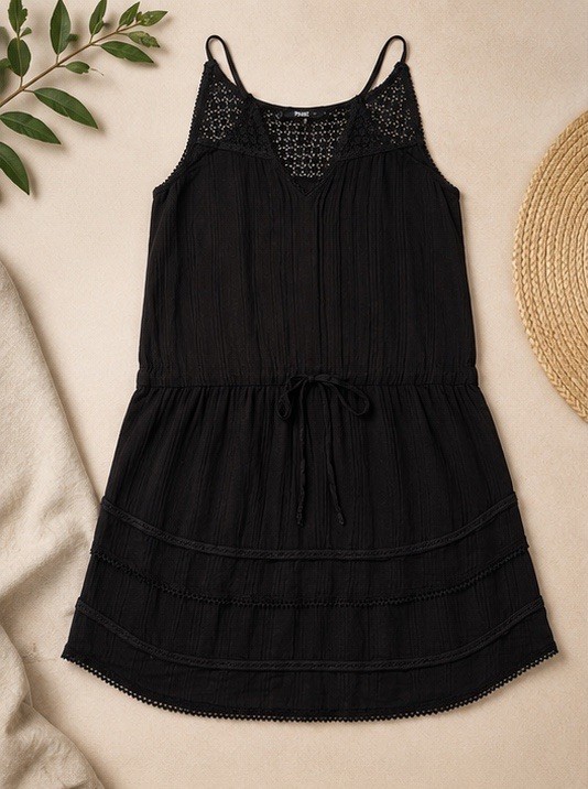 Paige Women’s Black Mini Sundress With Ruffle Detailing Size Small