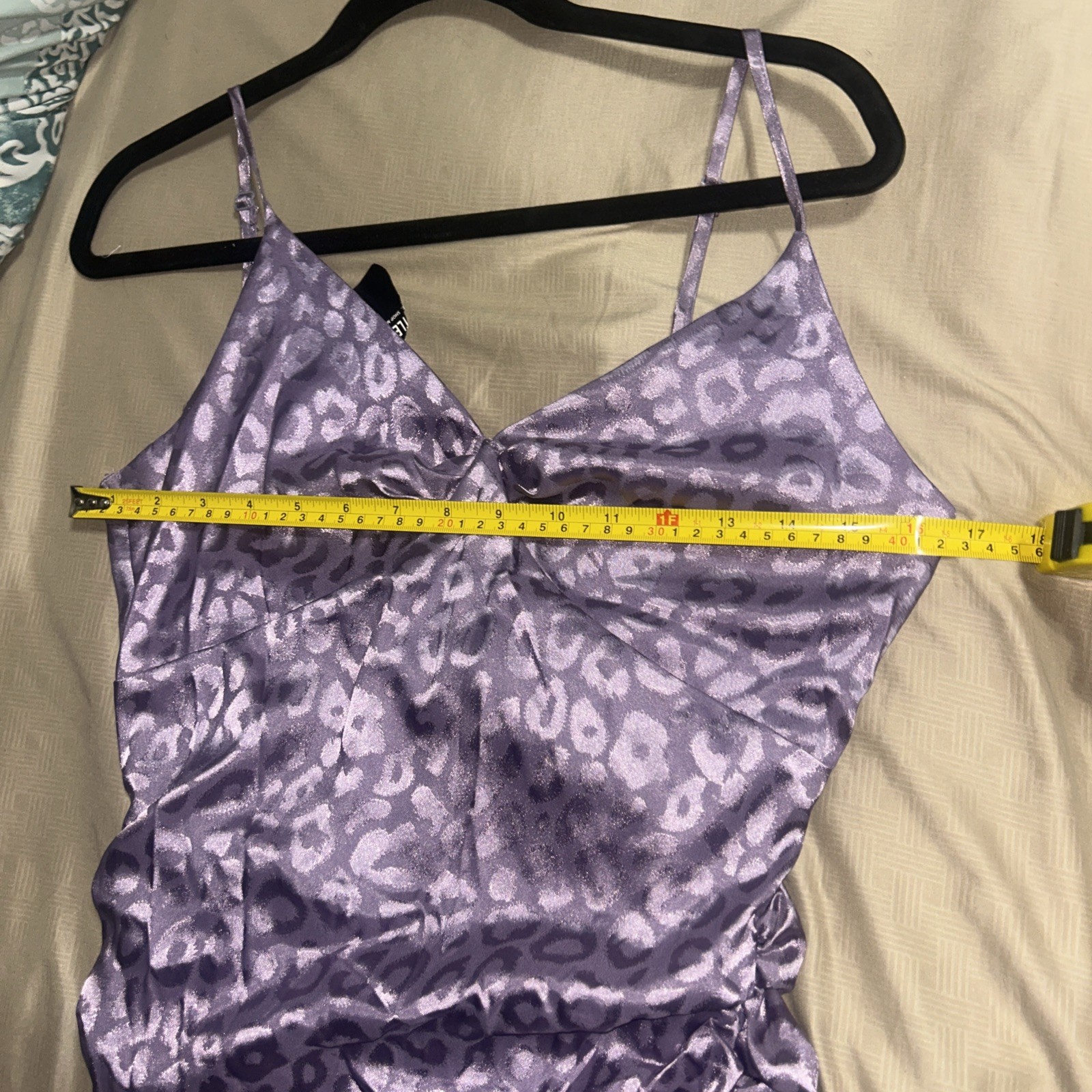 NWT PRETTYLITTLETHING Lilac Strappy Leopard Print Runched Bodycon Dress Size 10