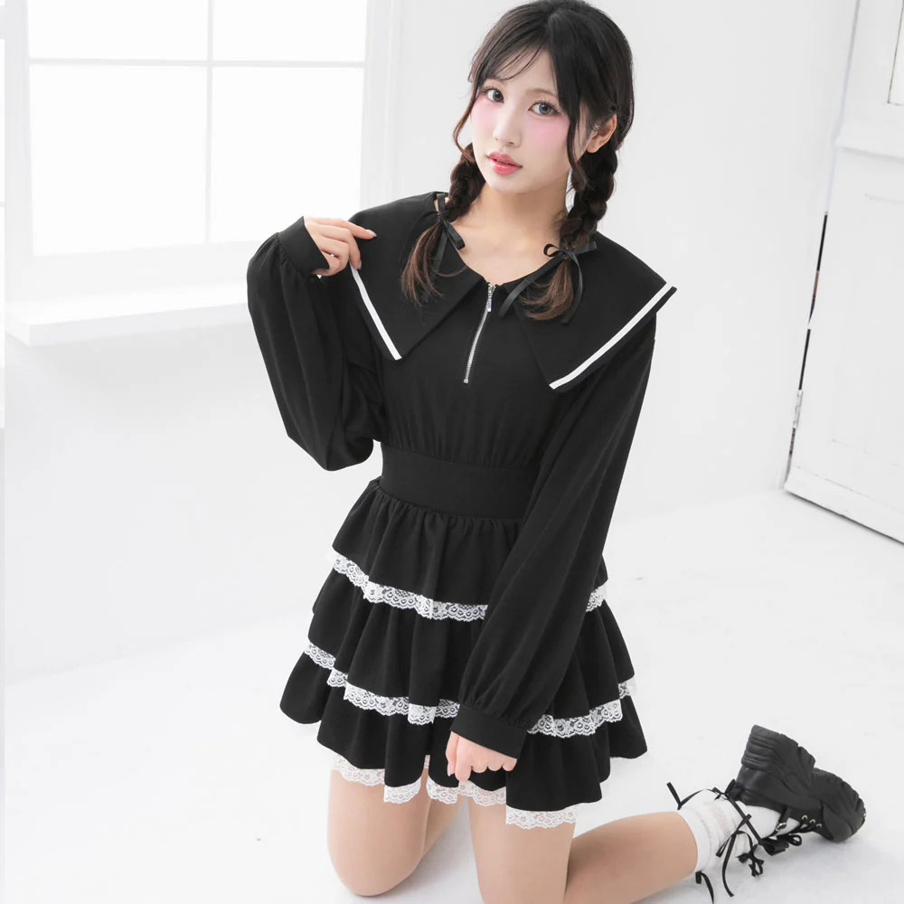 Thanksgiving Sale Target Half Zip Tiered Ruffled Mini Dress Jirai New