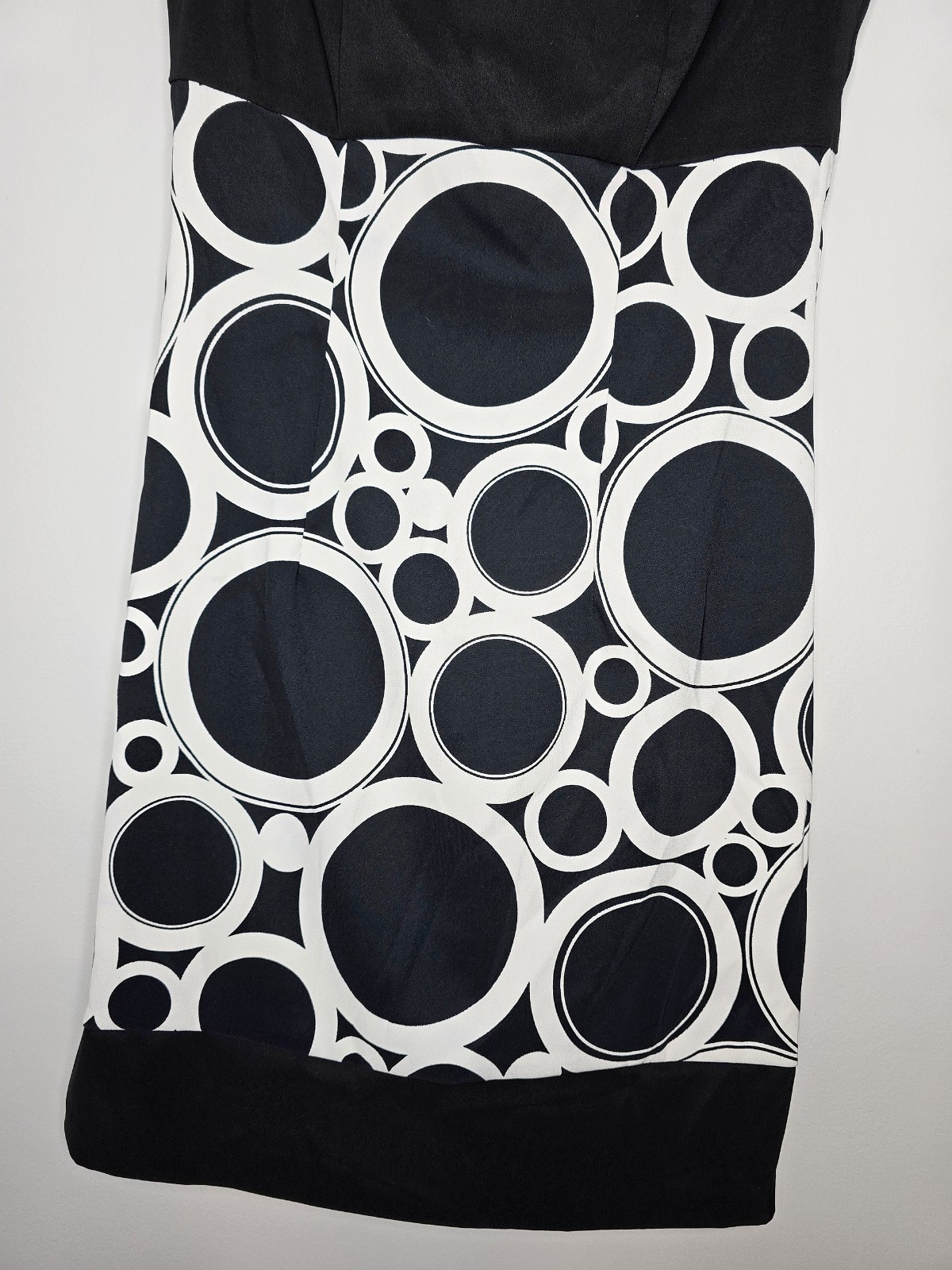 New Black/White Geometric Mod Square Neck Sheath Dress Stretch Zip Sz 2 Pop