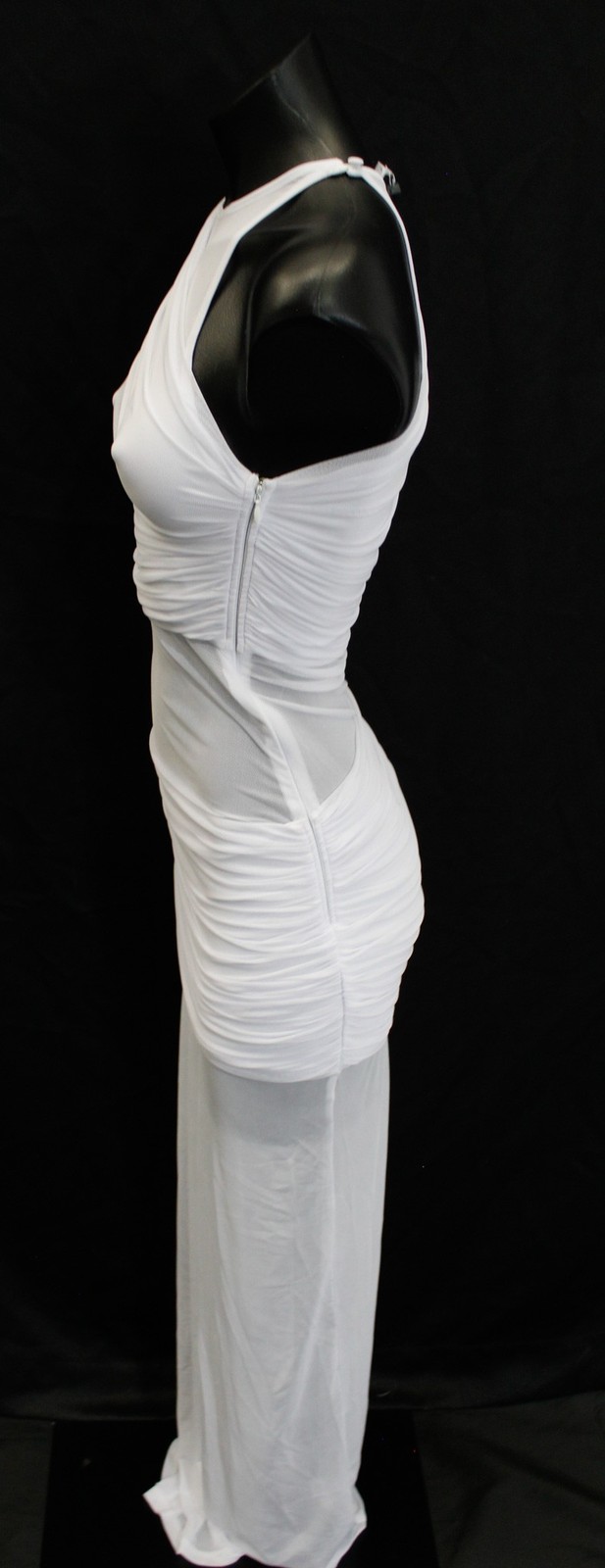 Superdown Women’s Merri Mesh Ruched Seam Maxi Dress CN6 White Size XS NWT
