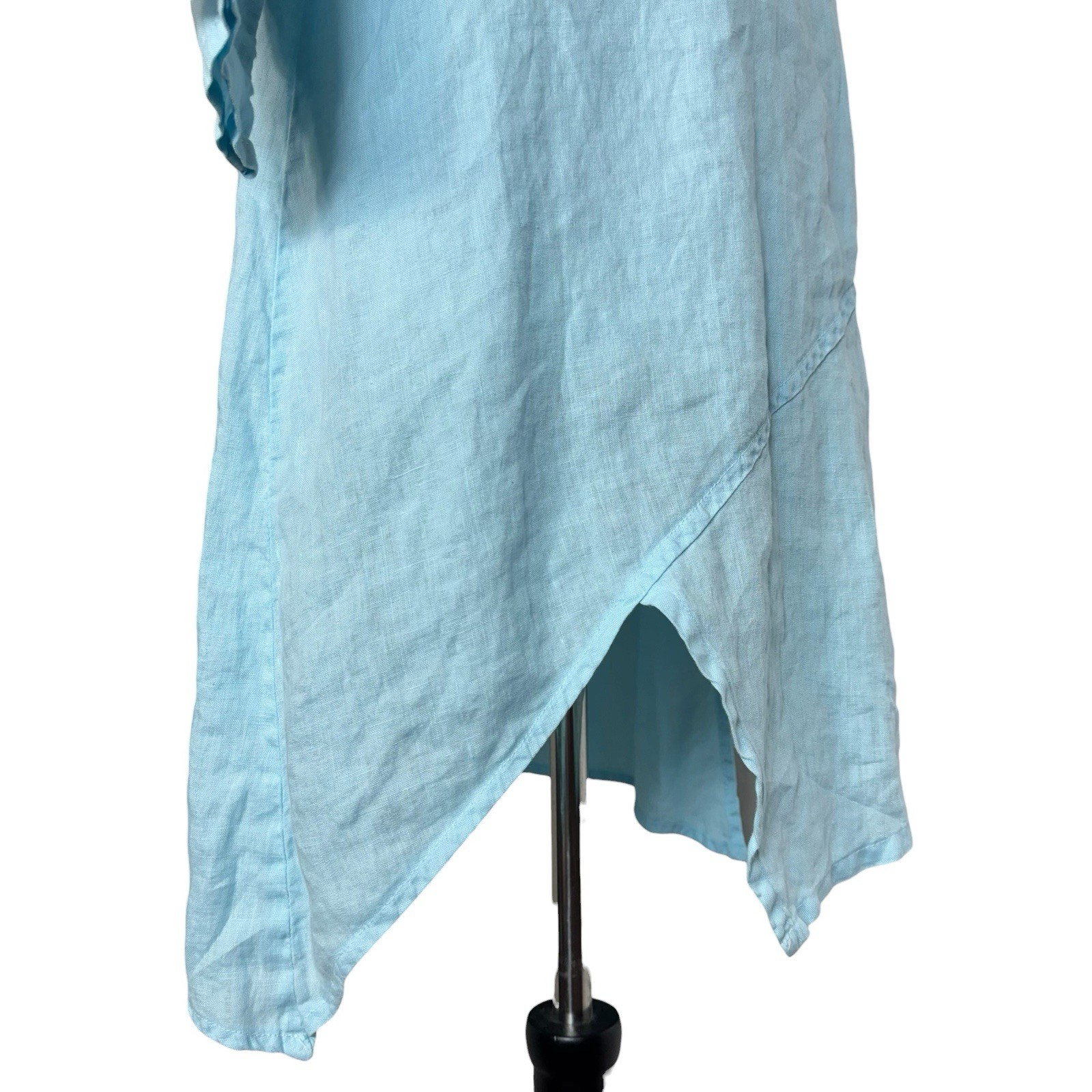 Match Point Linen Tunic Dress Small Turquoise Oversized Asymmetric Lagenlook USA