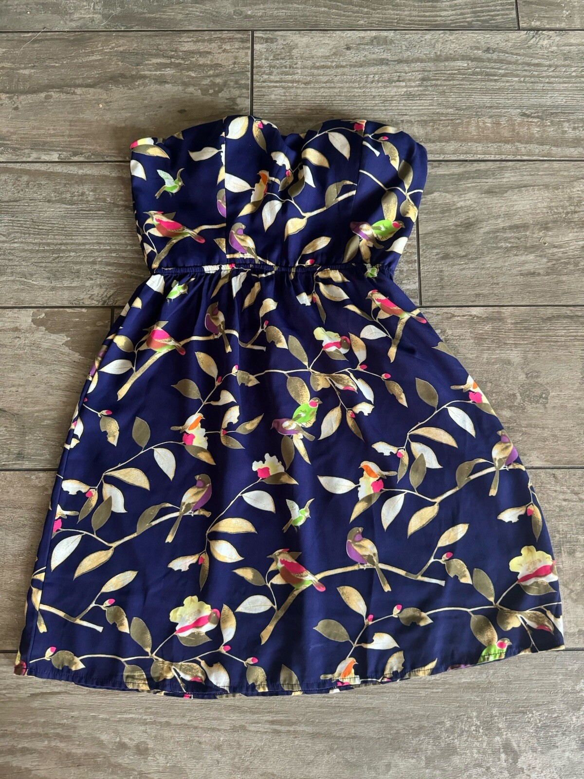 Bella D Strapless Dress With Birds And Flowers Size 2/4