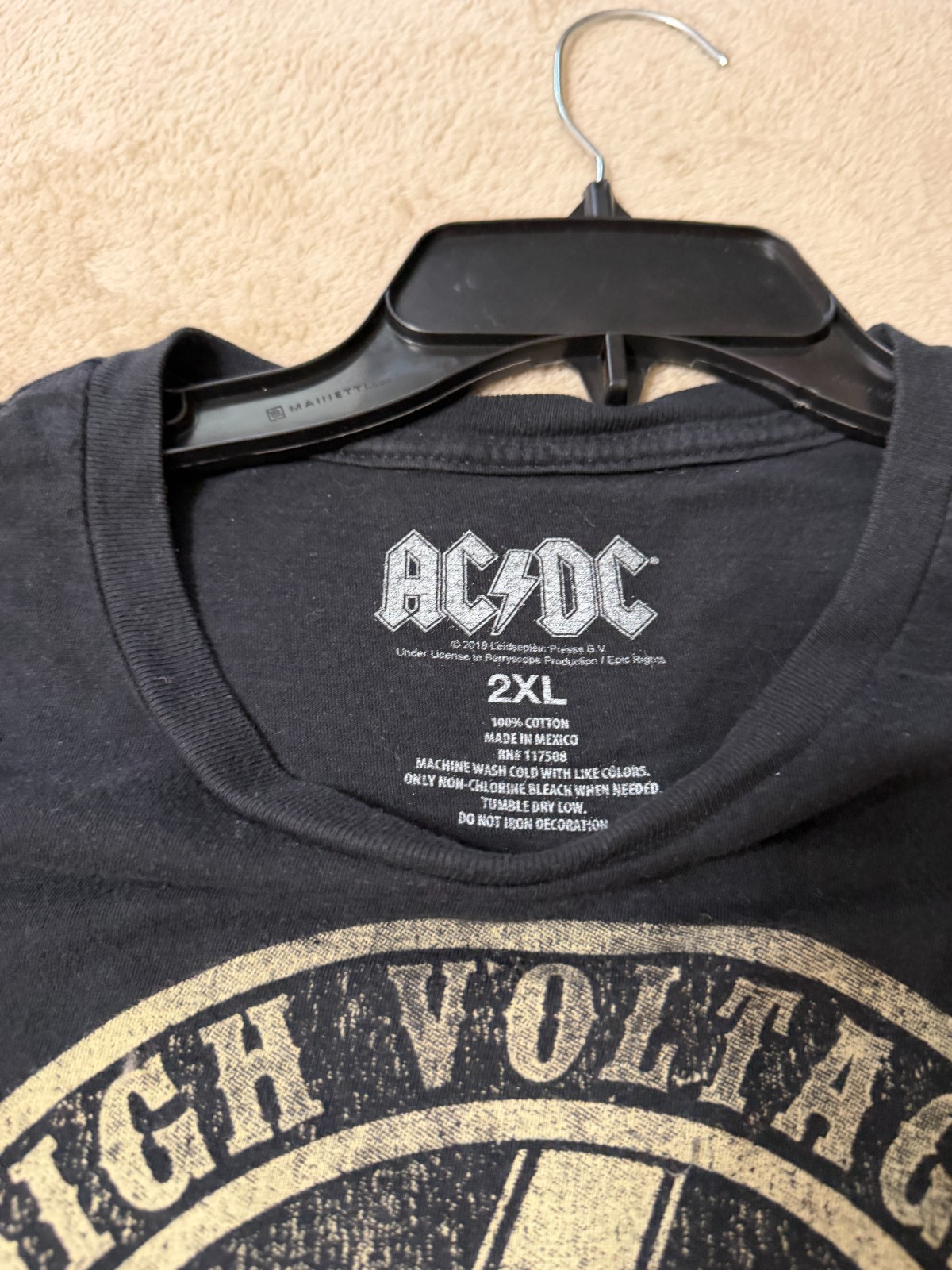 AC/DC Velvet Familiar Upcycled Rock Tee Ruffle Tunic Dress 2XL Boho Festival