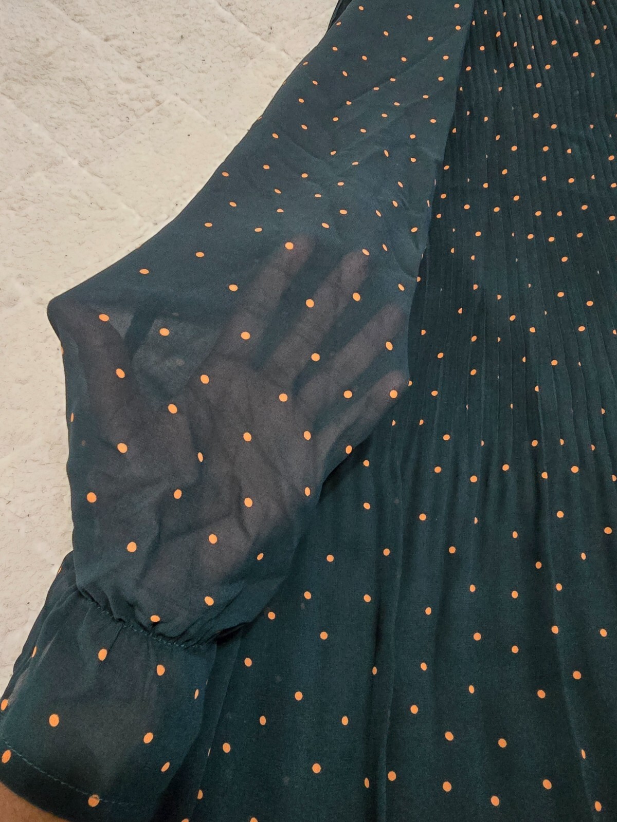 Mod Ref Womens Green Polka Dots Scout Mini Dress Long Sleeve Lined Size M NWT