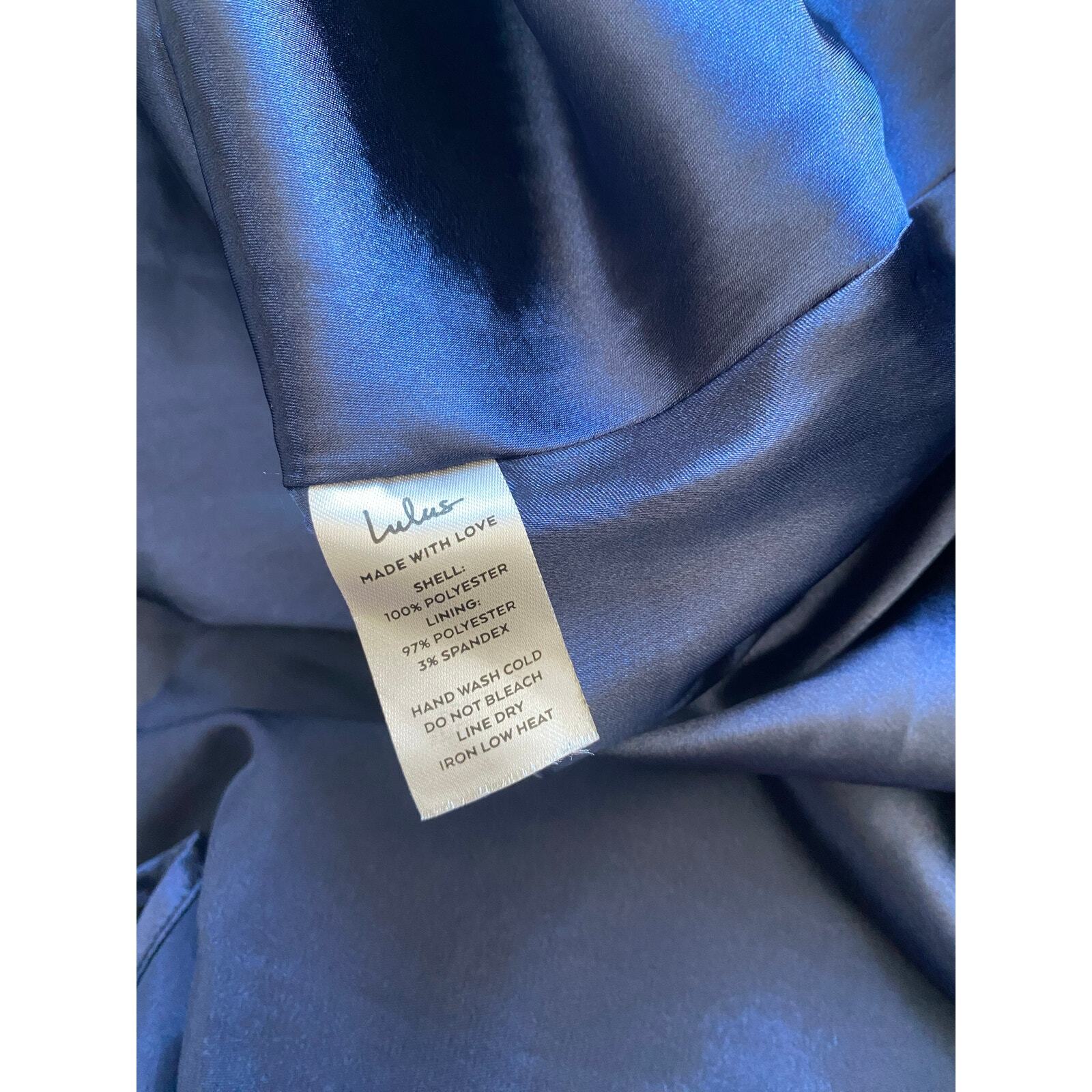 Lulus Aim for Amour Navy Blue Halter Neck Chiffon Maxi Slit Women’s Dress M