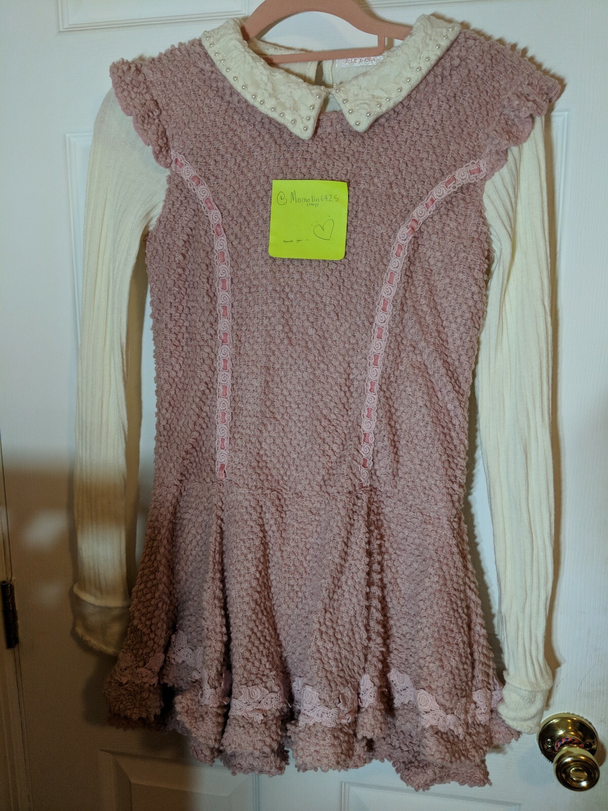 (US Seller) Authethic Liz Lisa Winter/Spring Collection Pink Dress Collar