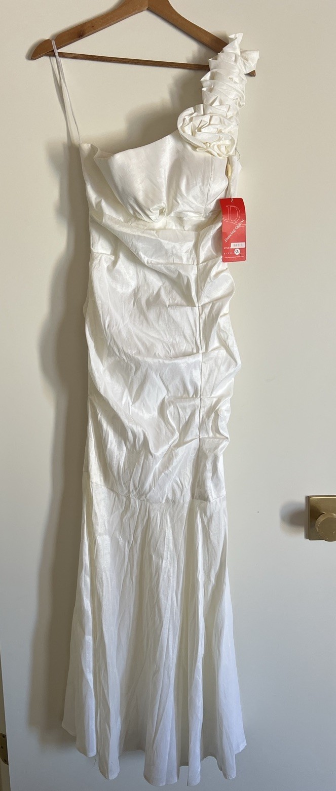 Vintage Dancing Queen Taffeta One Shoulder Wedding/Prom Dress size XL