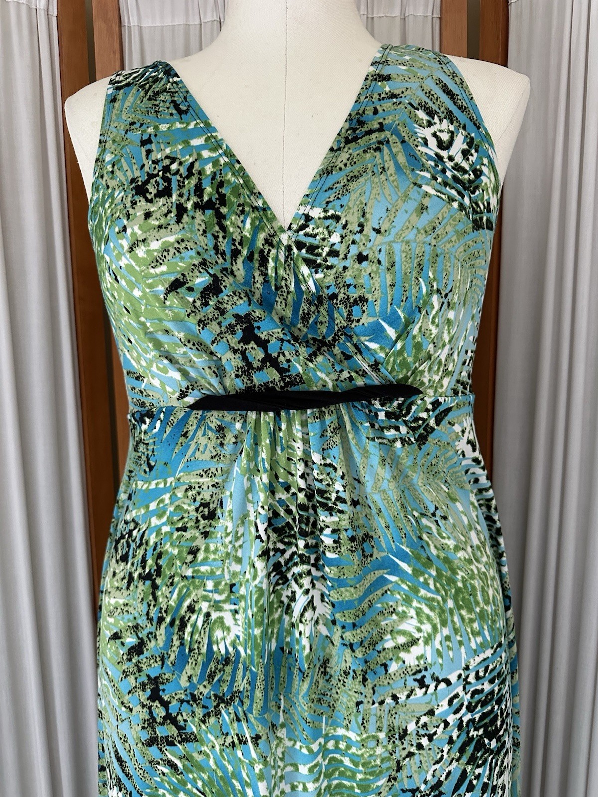 Elementz Sleeveless Stretchy Maxi Dress Feminine Classic Size S Tropical Beach