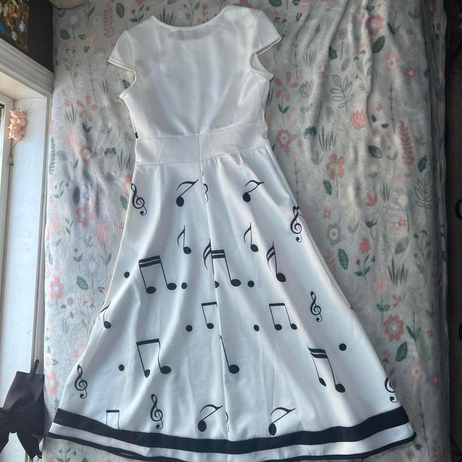 Music Note Swing Dress S – Retro 50s Rockabilly Twee Pin-Up Fit and Flare Indie