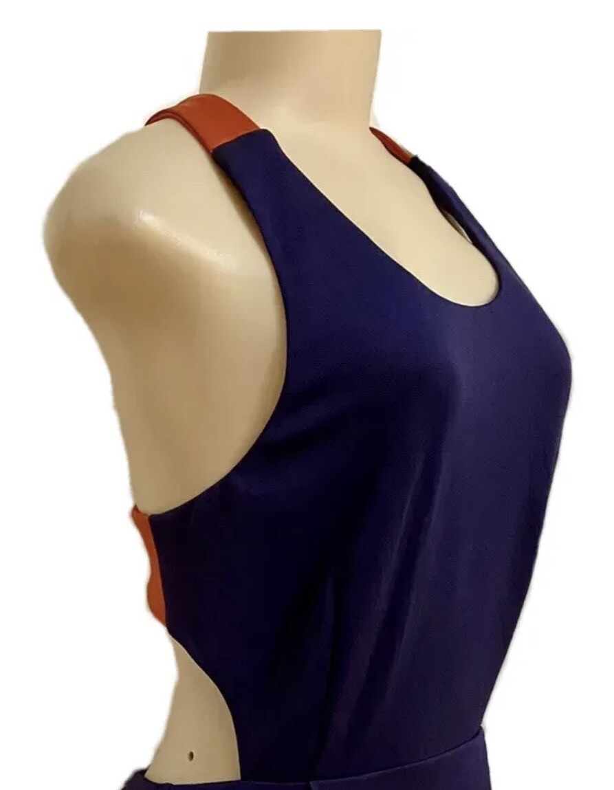 Womens Summer dress size L Navy orange Auburn college game day party gorgeous