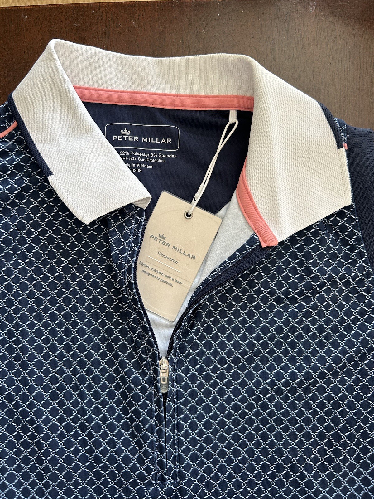 Peter Millar dark blue patterned sleeveless golf dress with pockets Size Small