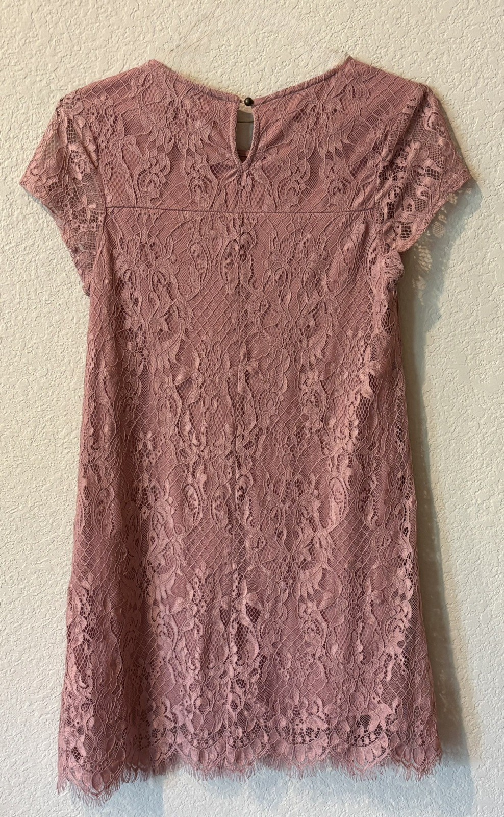 Speechless Womens Junior Rose Pink Mauve Lacey Dress Size med scalloped