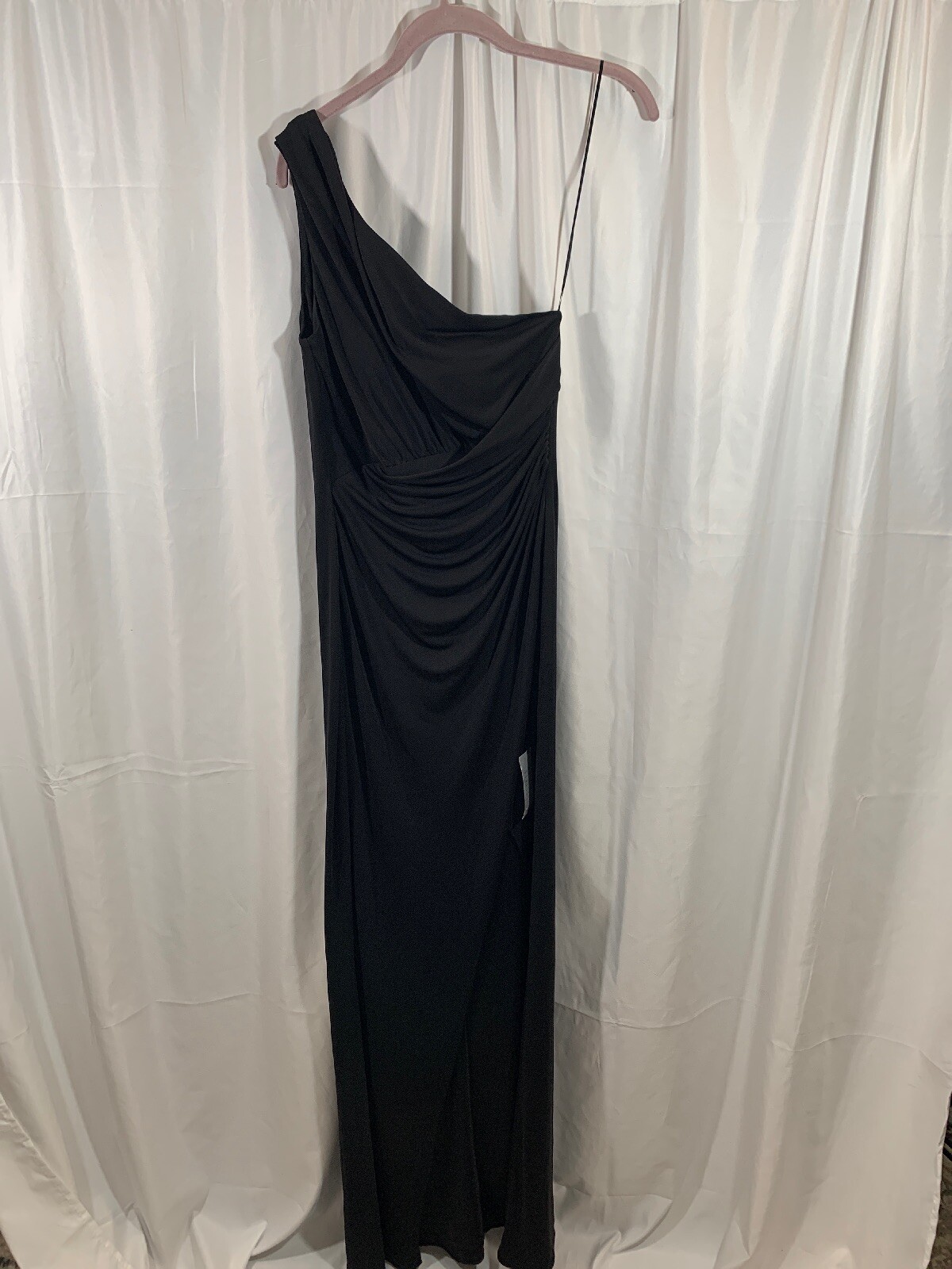 NEW $346 Maria Bianca Nero Black Kerri One-Shoulder Gown [ SZ 4 ] #E746