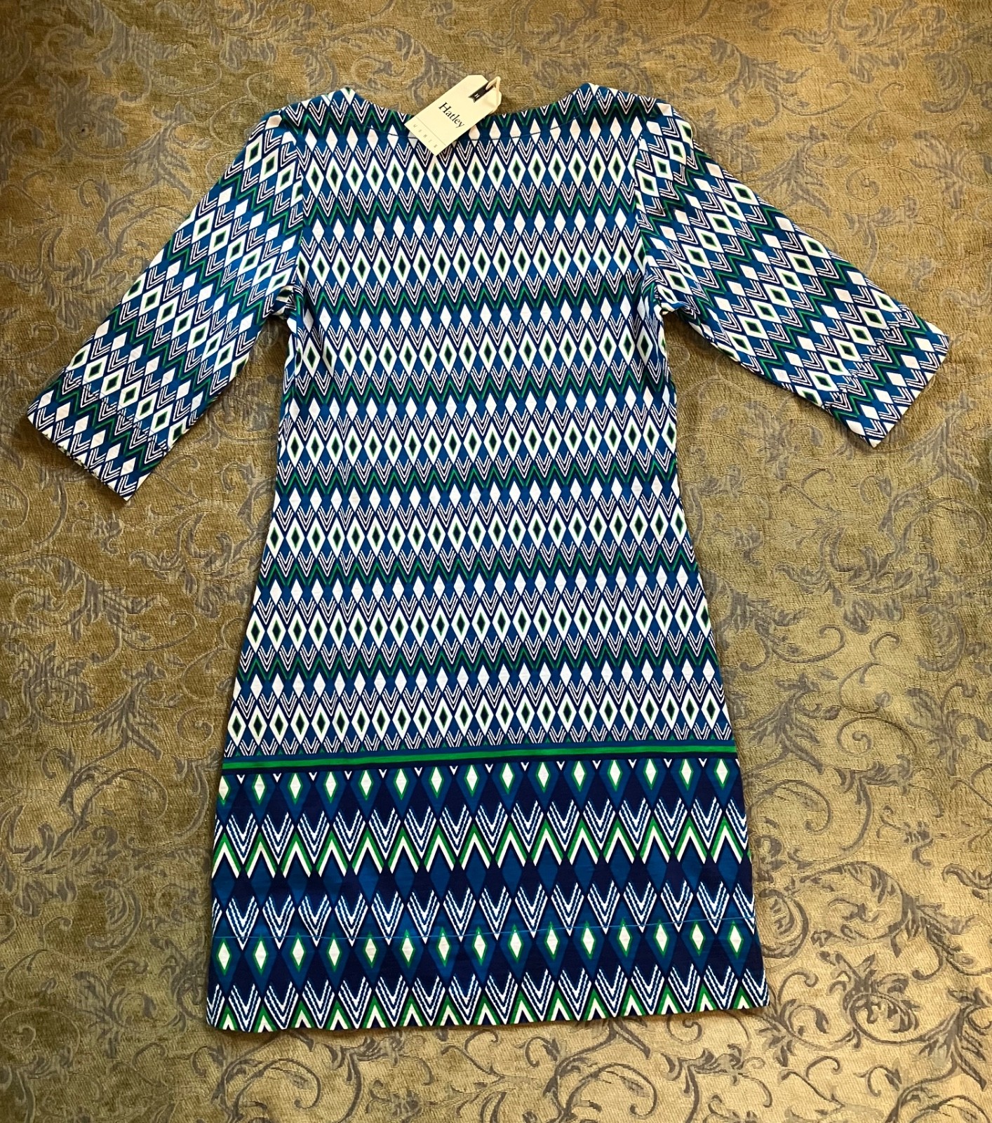 NWT Womens Hatley Peplum Dress Blue Diamond Size Small