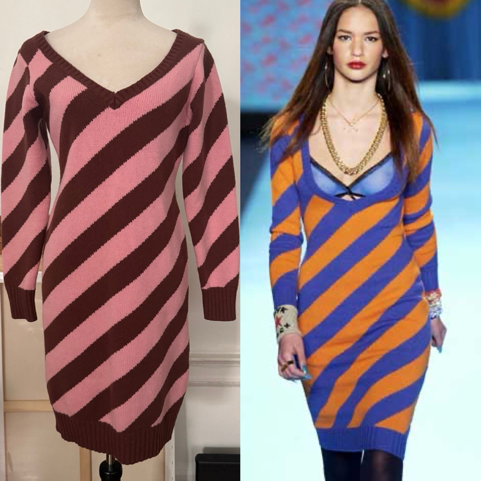 Betsey Johnson F/W 2003 Striped “Betseyville” Sweater Dress