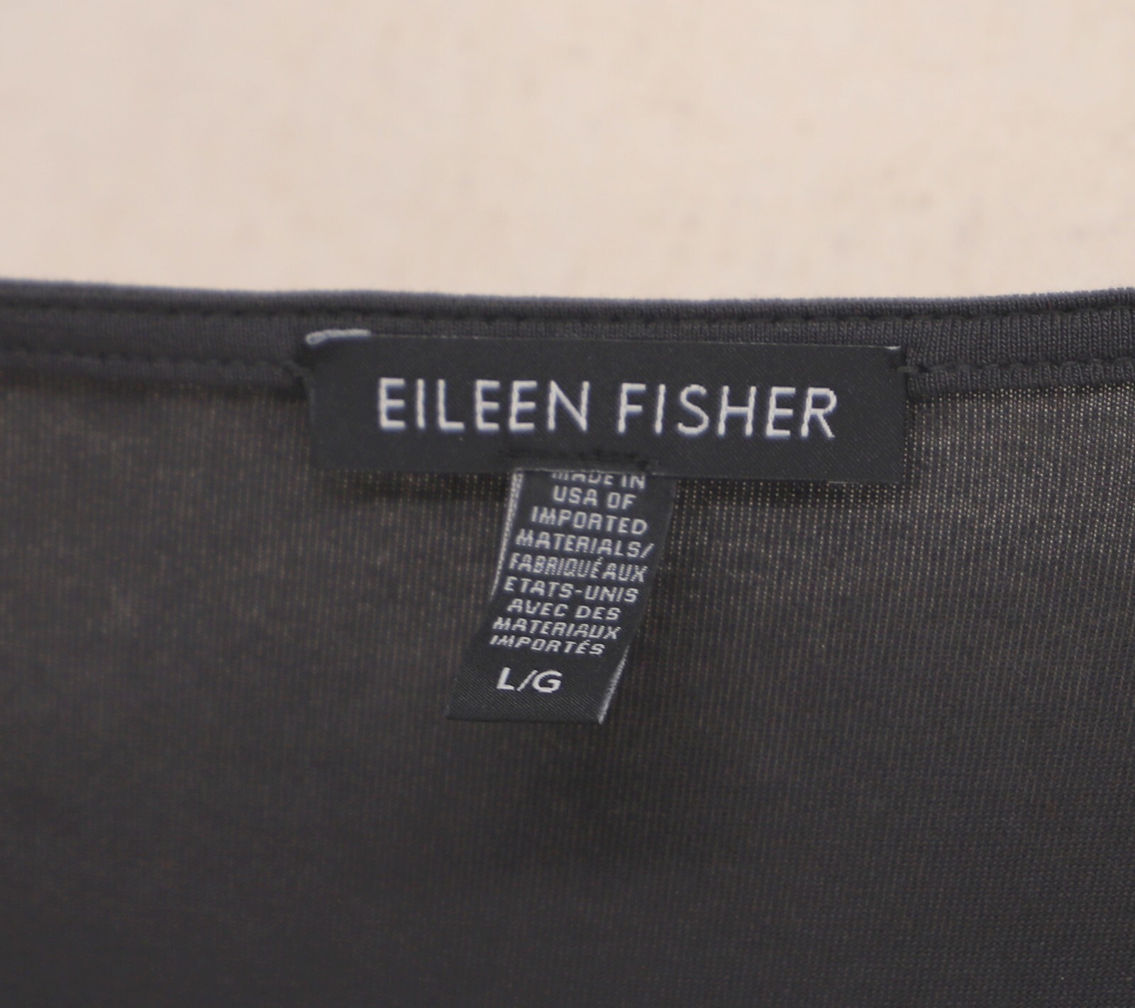 EILEEN FISHER Tencel High-Low Tunic Dress Dark Gray Charcoal Half-Sleeves Size L