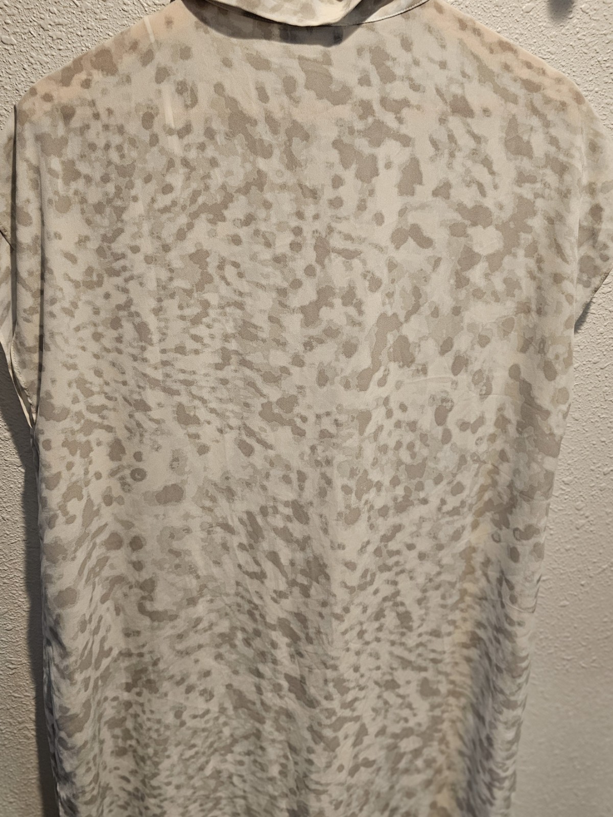 Womens H By Halston Lite Gray Animal Cheetah Sheath Shirt Dress W/ Sexy Slits L