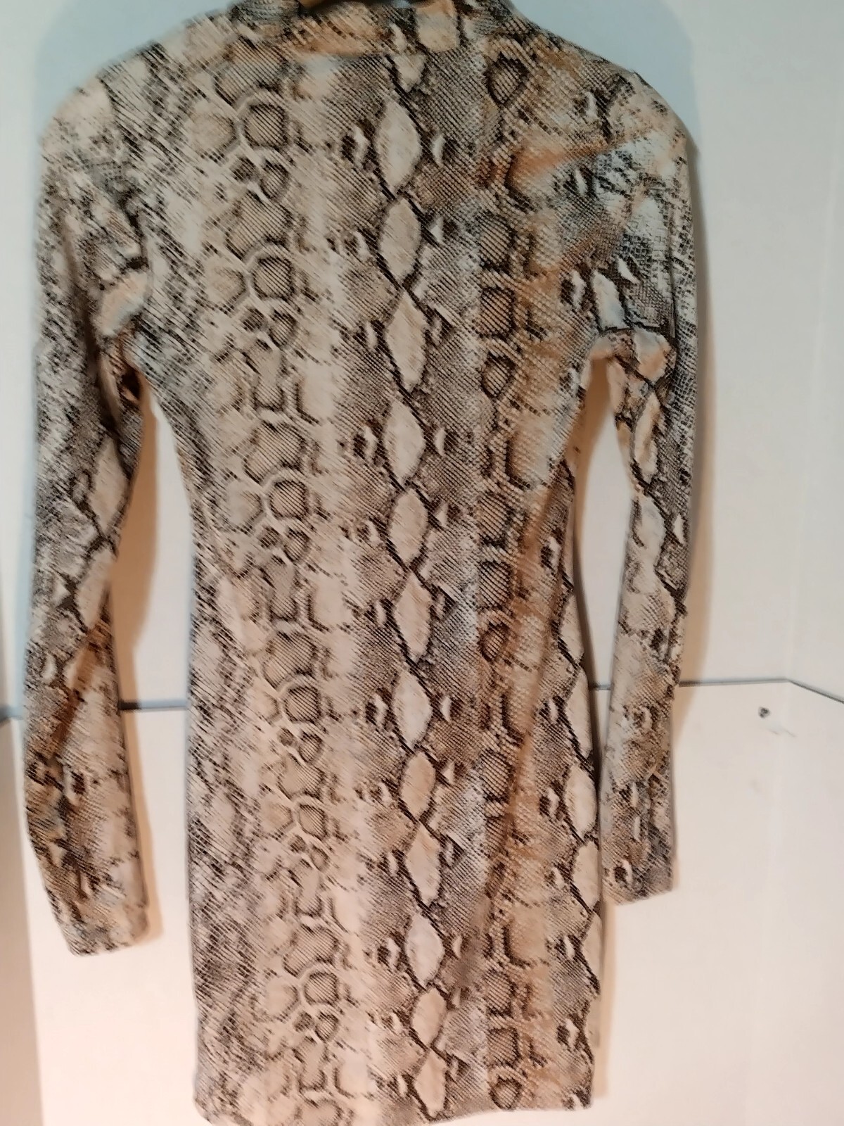Glare Python Print Dress Long Sleeved With Thumb Holes At Cuffs Petit 30 Inches