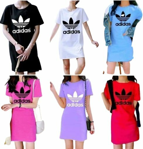 Adidas Womens Dress Short Sleeve Trefoil Ladies T shirt Dress Slim Fit