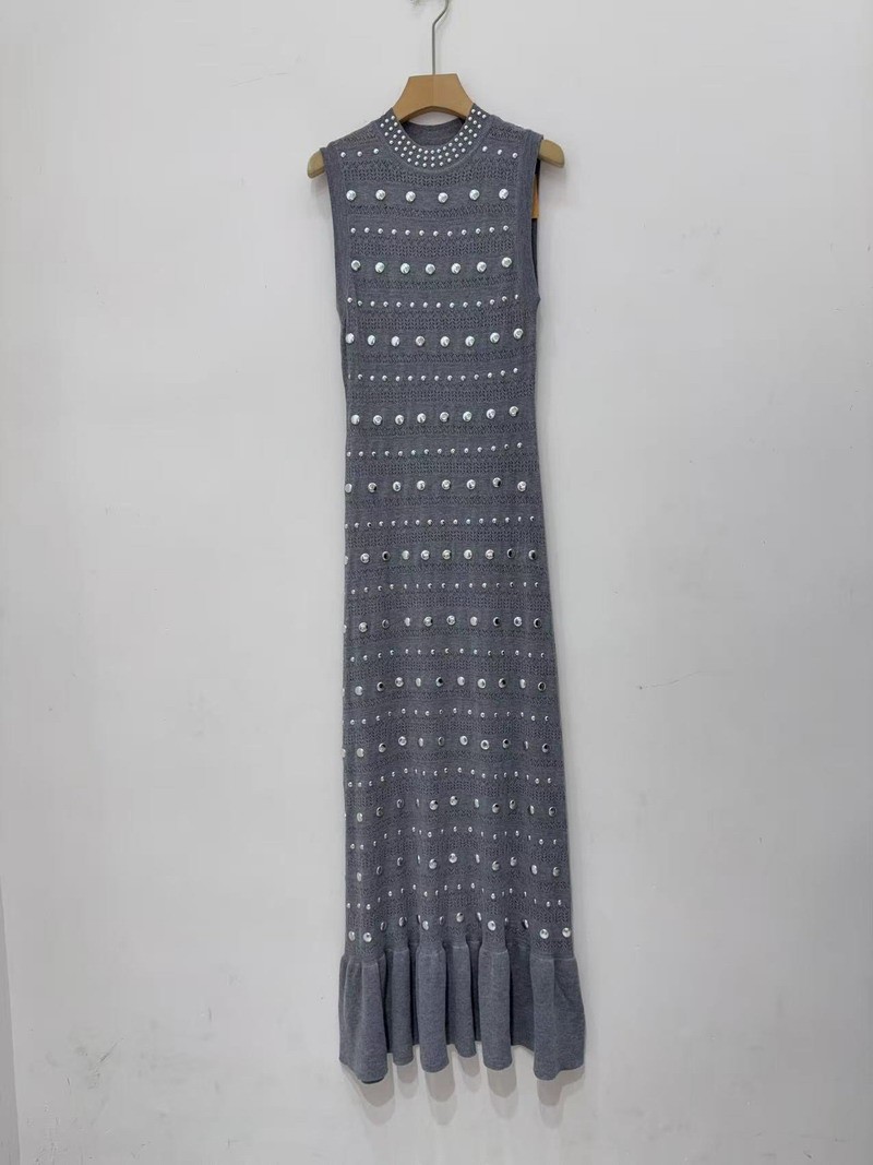 Sandro Women’s Hot drill Round neck Sleeveless knitting Fishtail Dresses