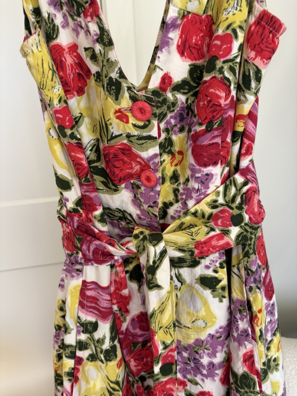 Vtg 2000’s Sfera Multicolor Floral Sleeveless V-Neck Fit & Flare Pleated Dress S