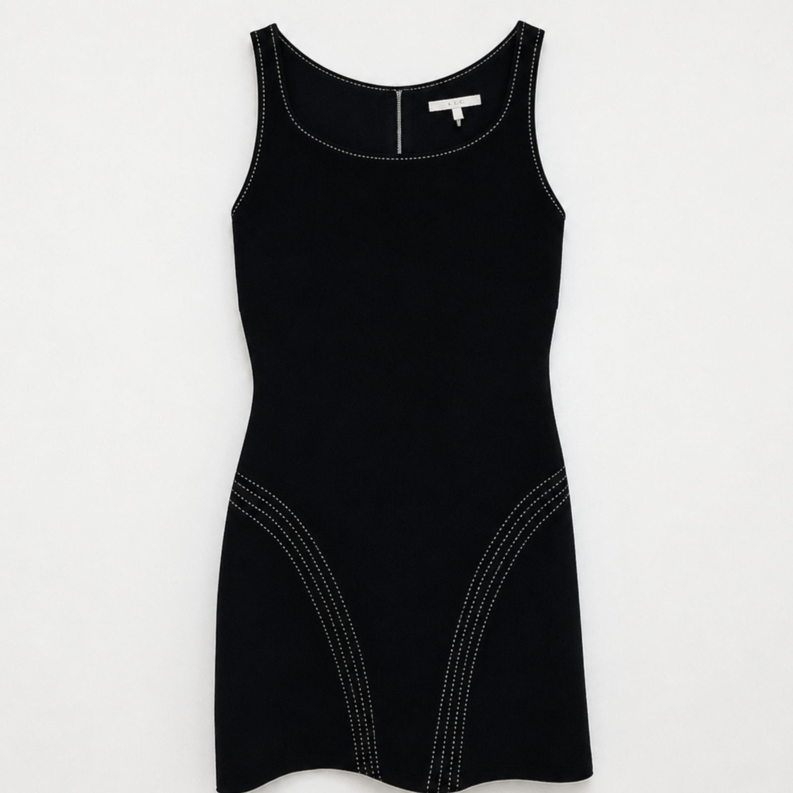 Maje Rokaya Contrast Stitch Scuba Neoprene Sleeveless LBD Mini Dress Medium EUC