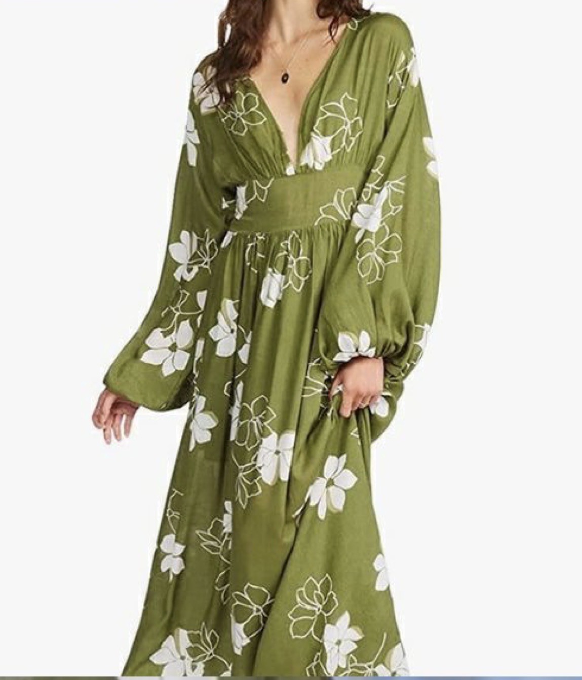Billabong Women’s Green Floral Print Maxi Dress Size Large