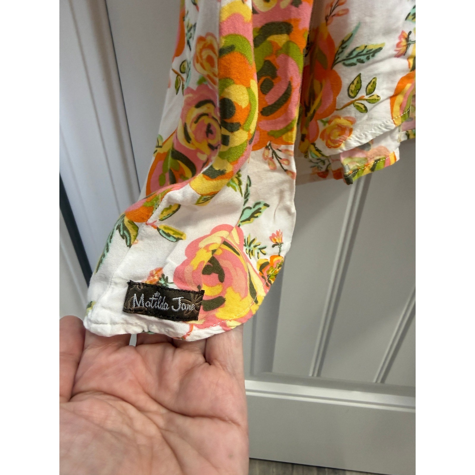 Matilda Jane Floral Tunic Dress XS White Pink Orange Boho Cottagecore
