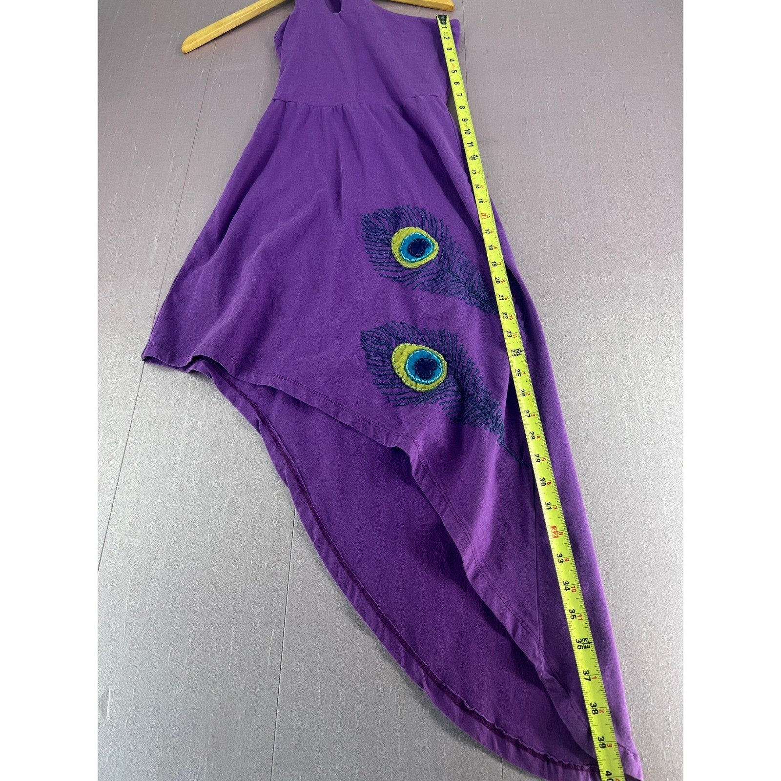 Handmade Org Cotton High Low Asymmetrical Fairycore Peacock Festival Dress XS