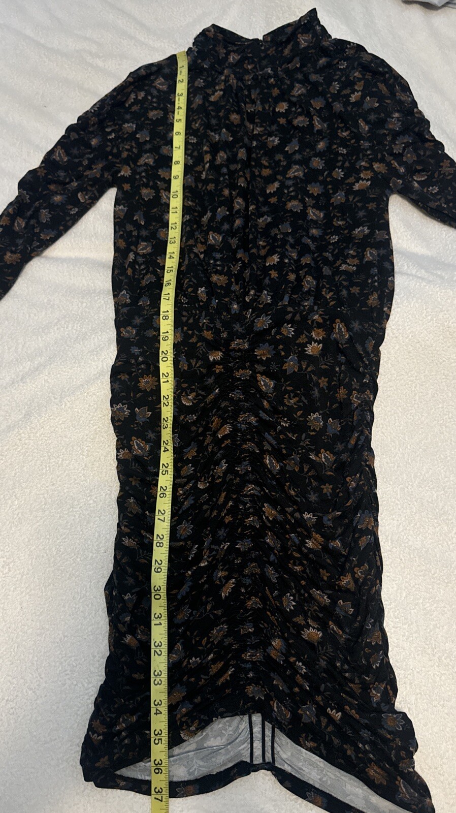 Evereve Lorelei Ruched Smocked Knit FLORAL Dress Keyhole Back Bodycon Stretch S