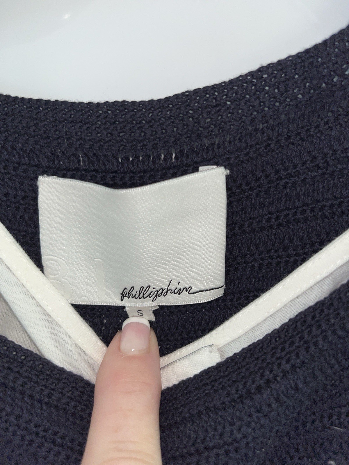 3.1 Phillip Lim…. Navy Blue Crochet Dress / Gold Medallion…Sz S