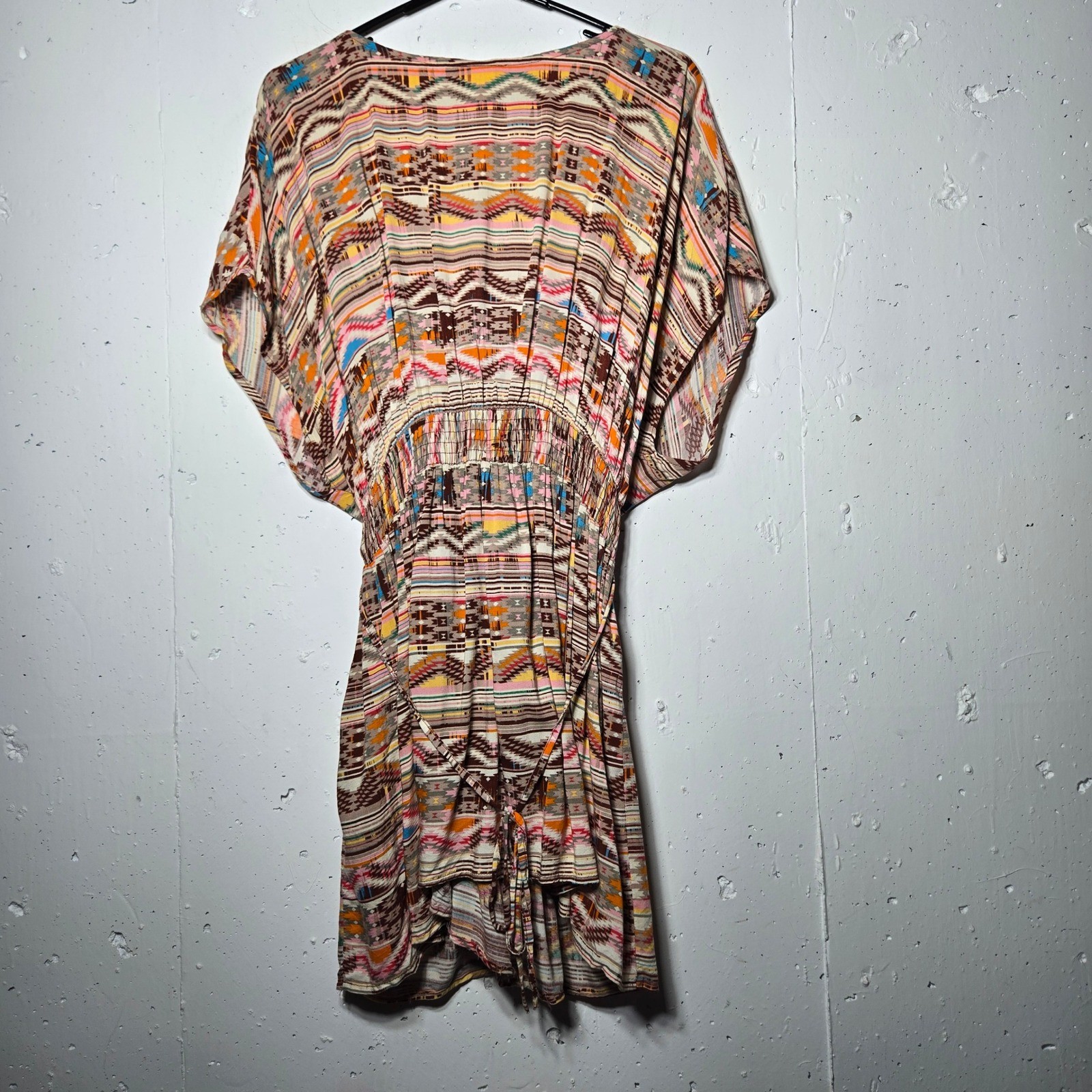 Loop 18 Smocked Waist Mini Dress Plus 21/23 Tribal Boho Festival Beach Summer